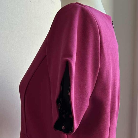 NWT Betsey Johnson Fuchsia Structured Mini Dress with Cherry Print Lining – US 8 - Picture 6 of 11